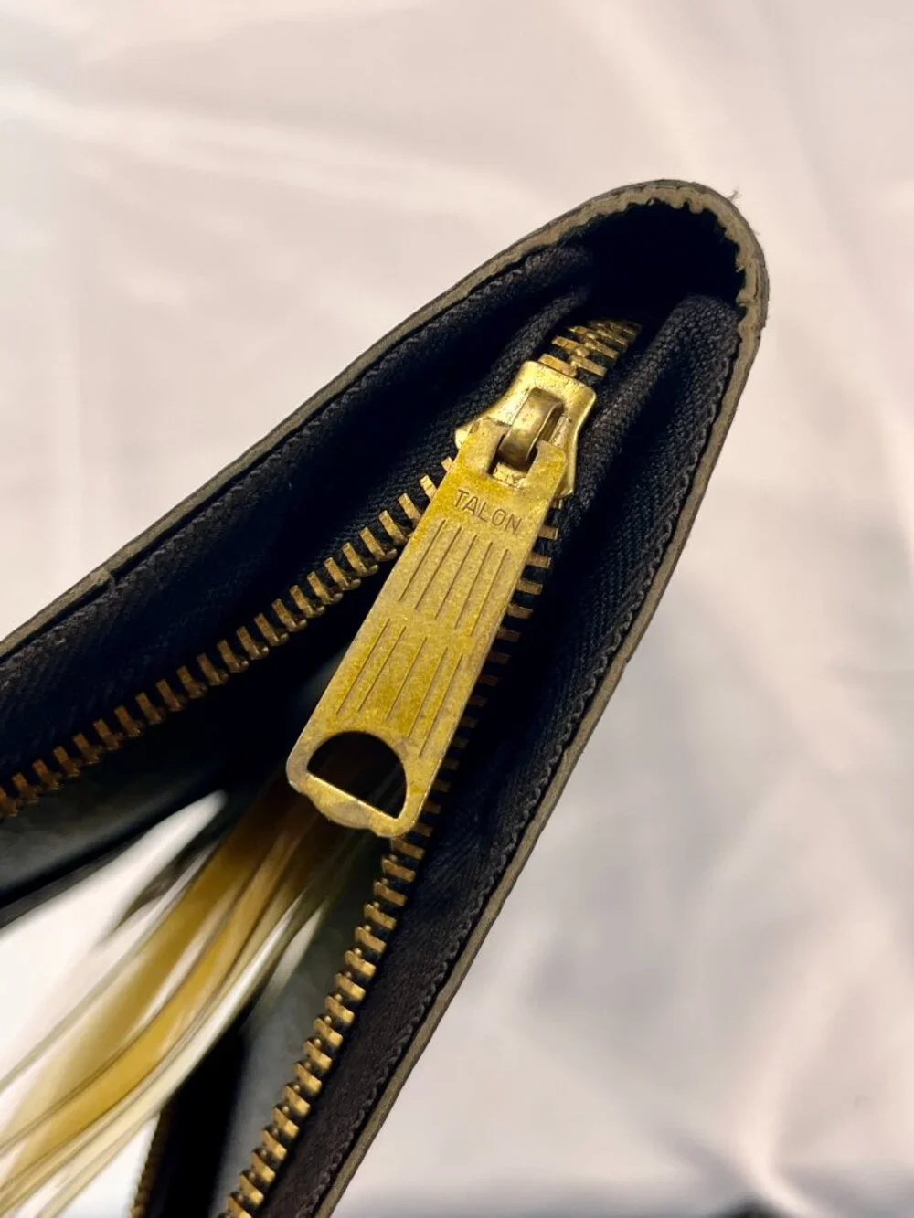 Vintage Black Folder w/TALON USA [Bell Long Tab Zipper] Folio Binder Organizer